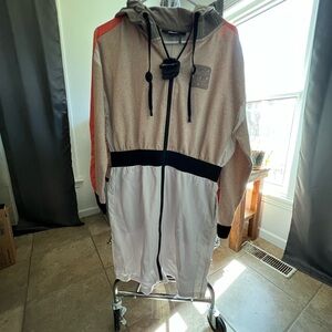 DKNY Taupe and Cream Hooded Shacket!  This Is Truly A Beautiful Piece.
